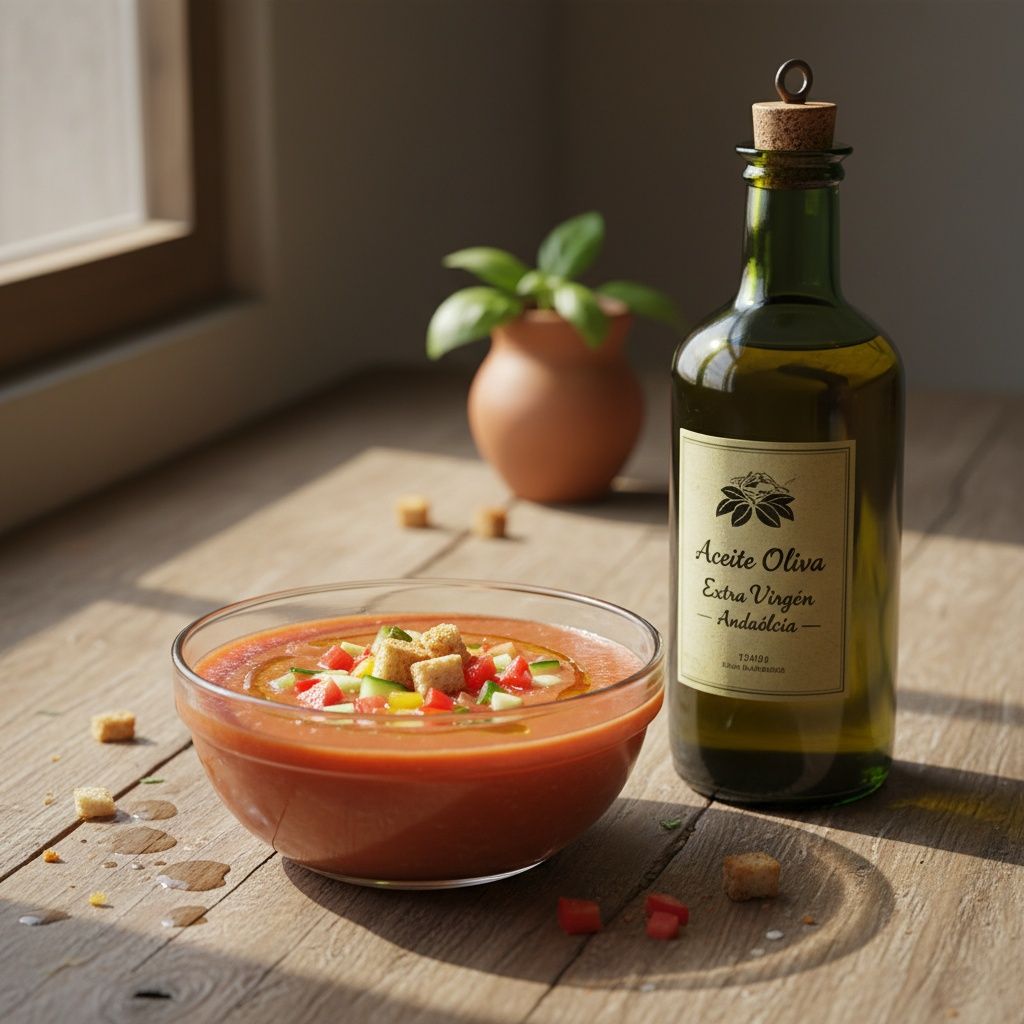 Verdadero o falso: El gazpacho andaluz es una sopa fría de verduras frescas con aceite de oliva. Es un plato saludable de la dieta mediterránea.