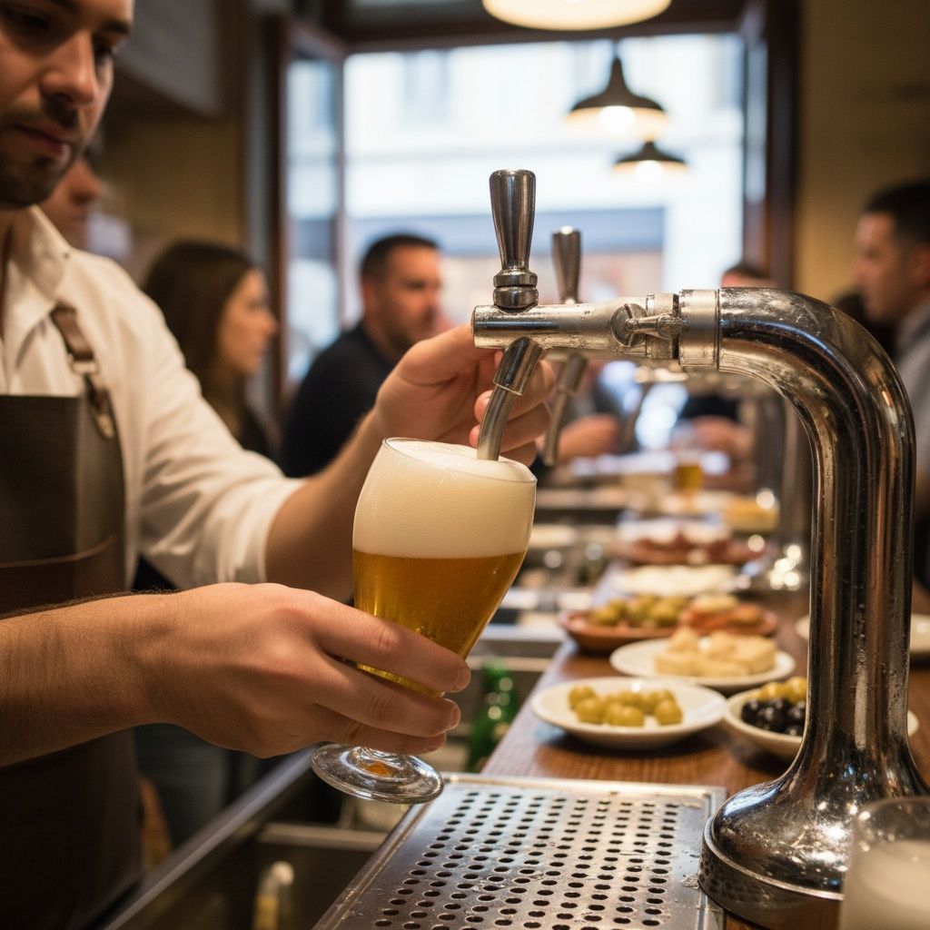 Quieres cerveza de grifo pequeña. ¿Qué dices al camarero?