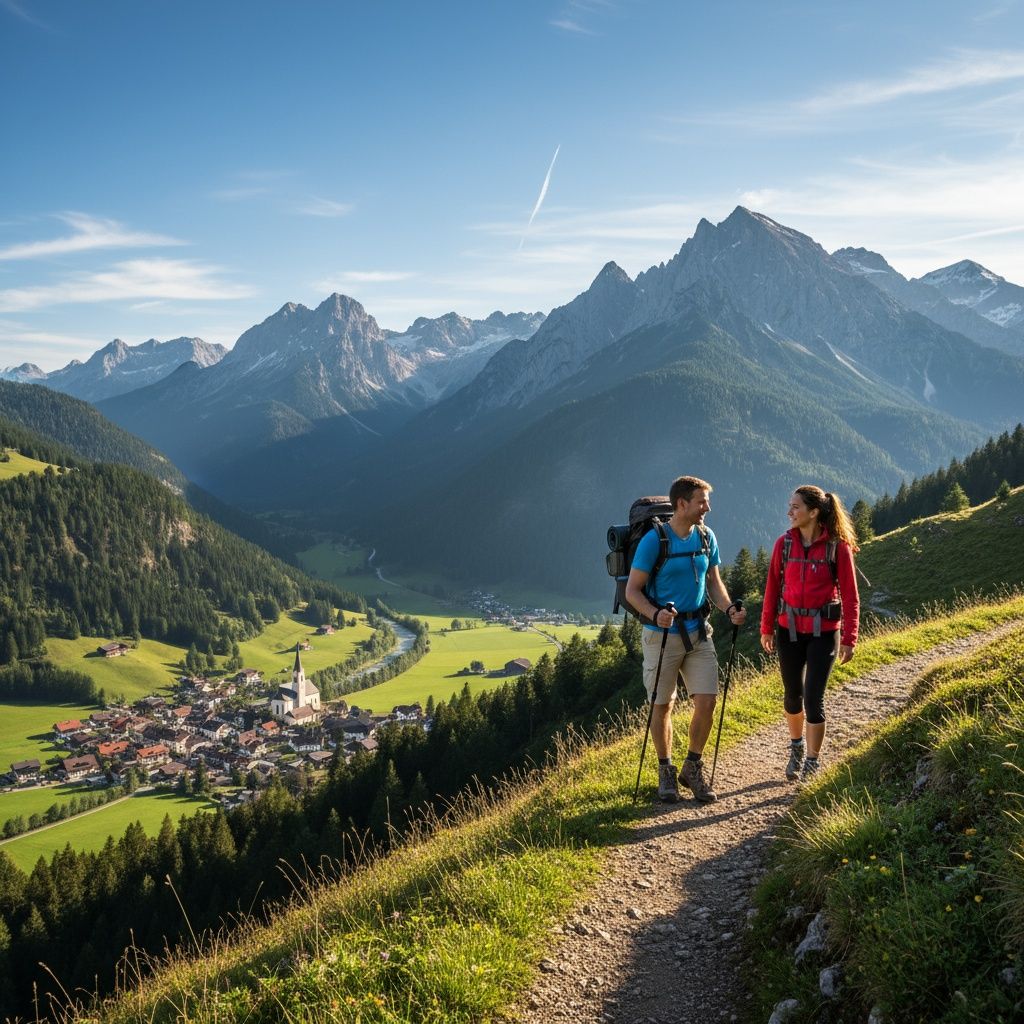 Alpenwanderer treffen sich auf einem Bergweg. Was sagen sie oft?