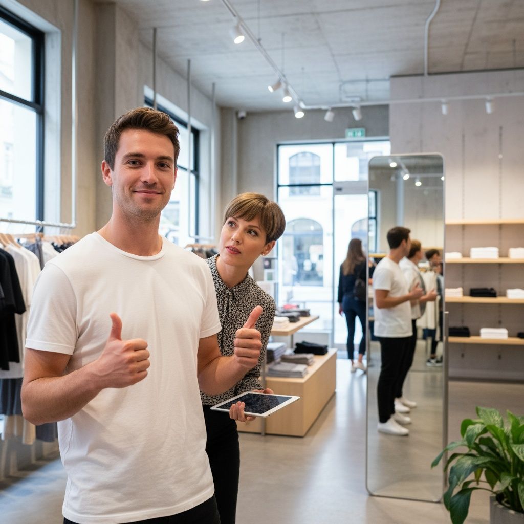 Im Laden: Die Verkäuferin fragt: „Ist Größe M okay?“ Du antwortest beruhigend: „____“