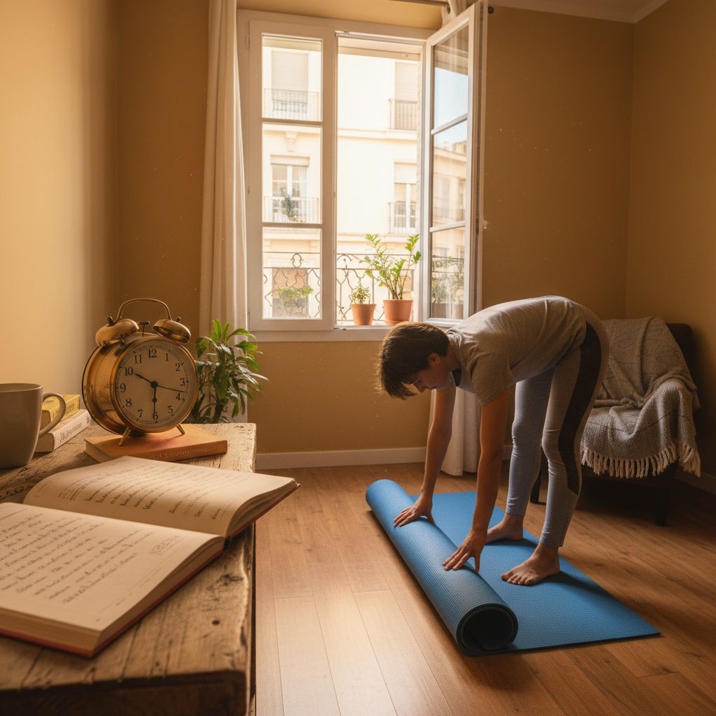 Completa: _____ hago yoga y repaso vocabulario.