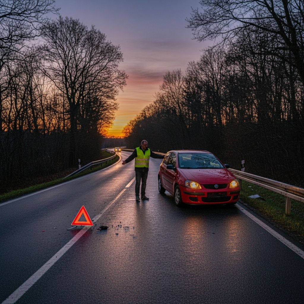 Ordnen Sie die ersten Schritte nach einem Unfall. Welche Reihenfolge ist richtig?