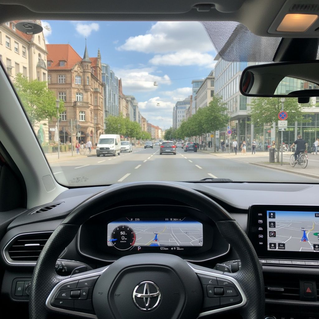 Der Prüfer sagt: Fahren Sie geradeaus. Was tun Sie?