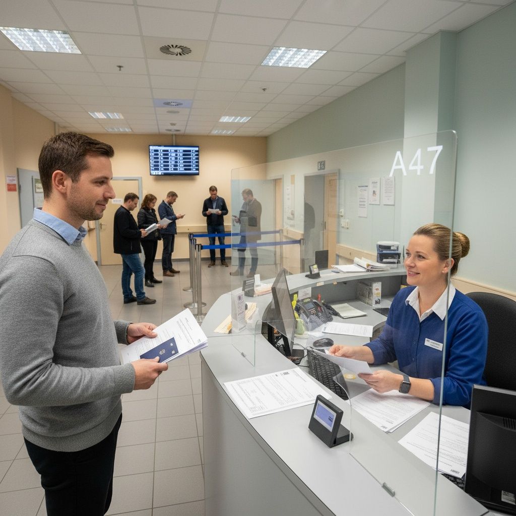 Formuliere die indirekte Frage am Schalter: „Gibt es heute noch freie Prüfungsplätze?“