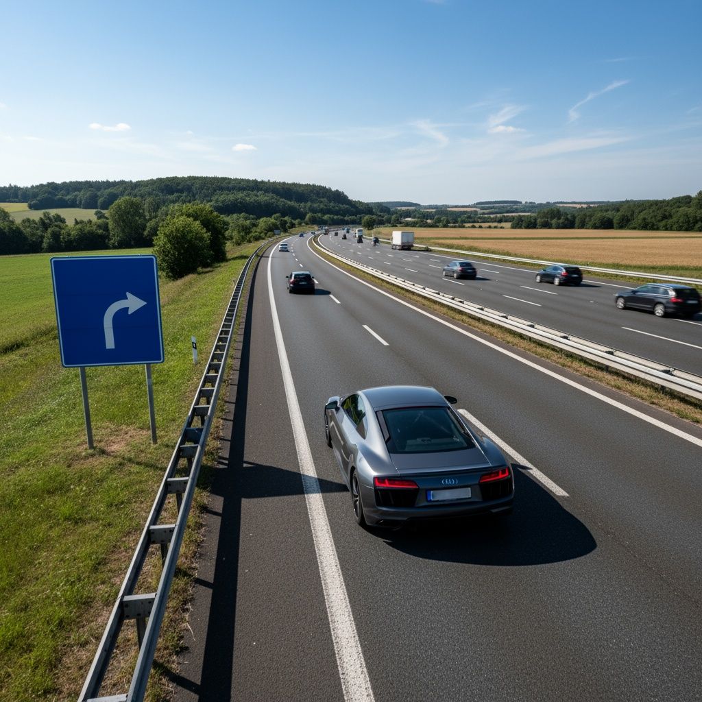 Wohin? Wir fahren jetzt ___ Autobahn.