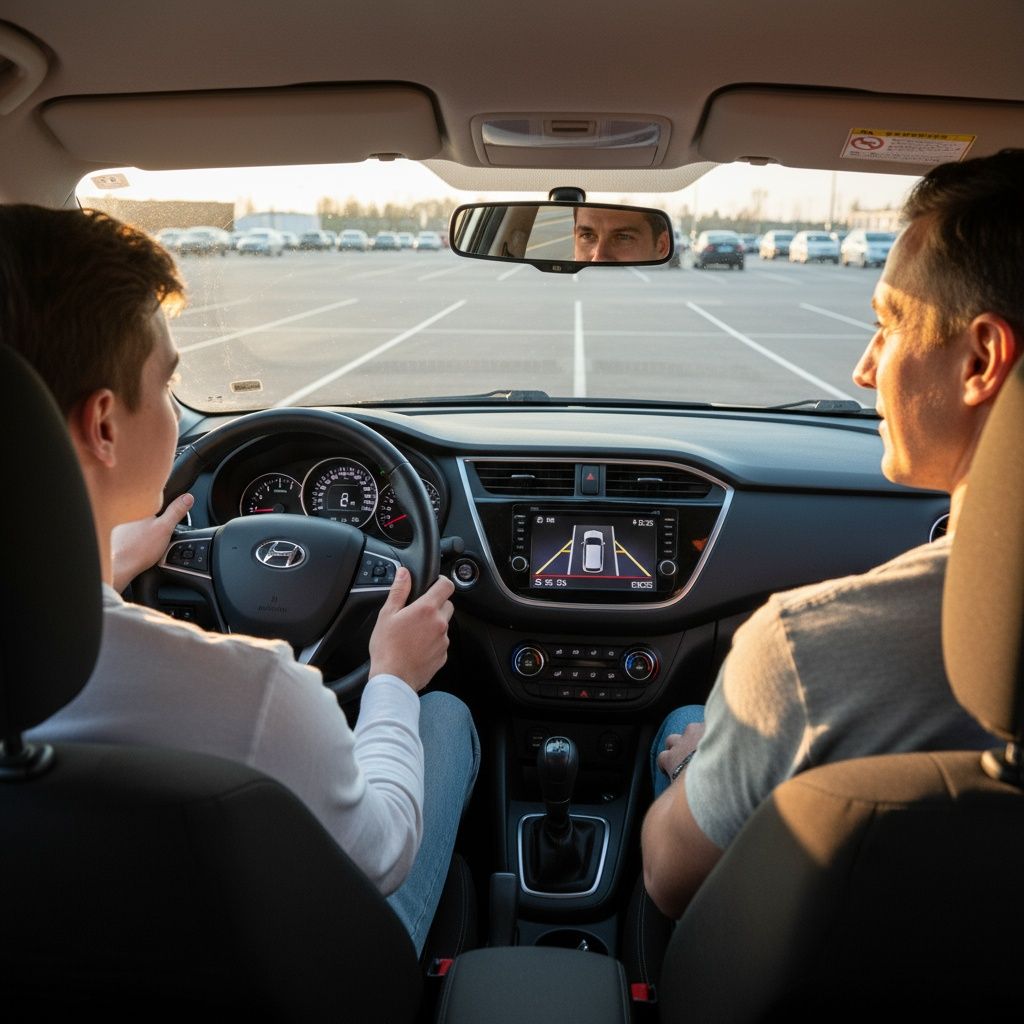 Wähle die richtige Form: „Gestern in der Fahrstunde ____ ich zum ersten Mal rückwärts einparken.“