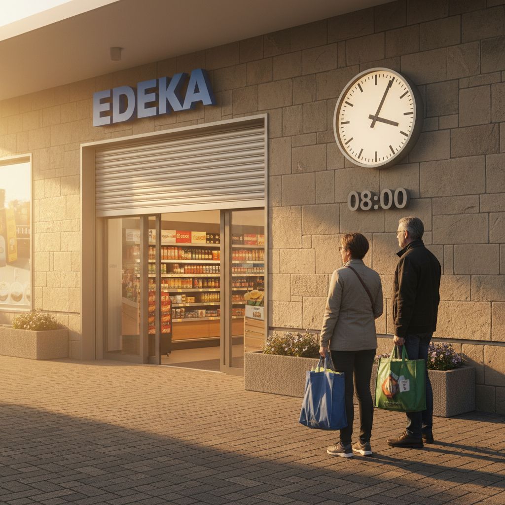 Ergänze: „Der Supermarkt öffnet ___ 8:00.“