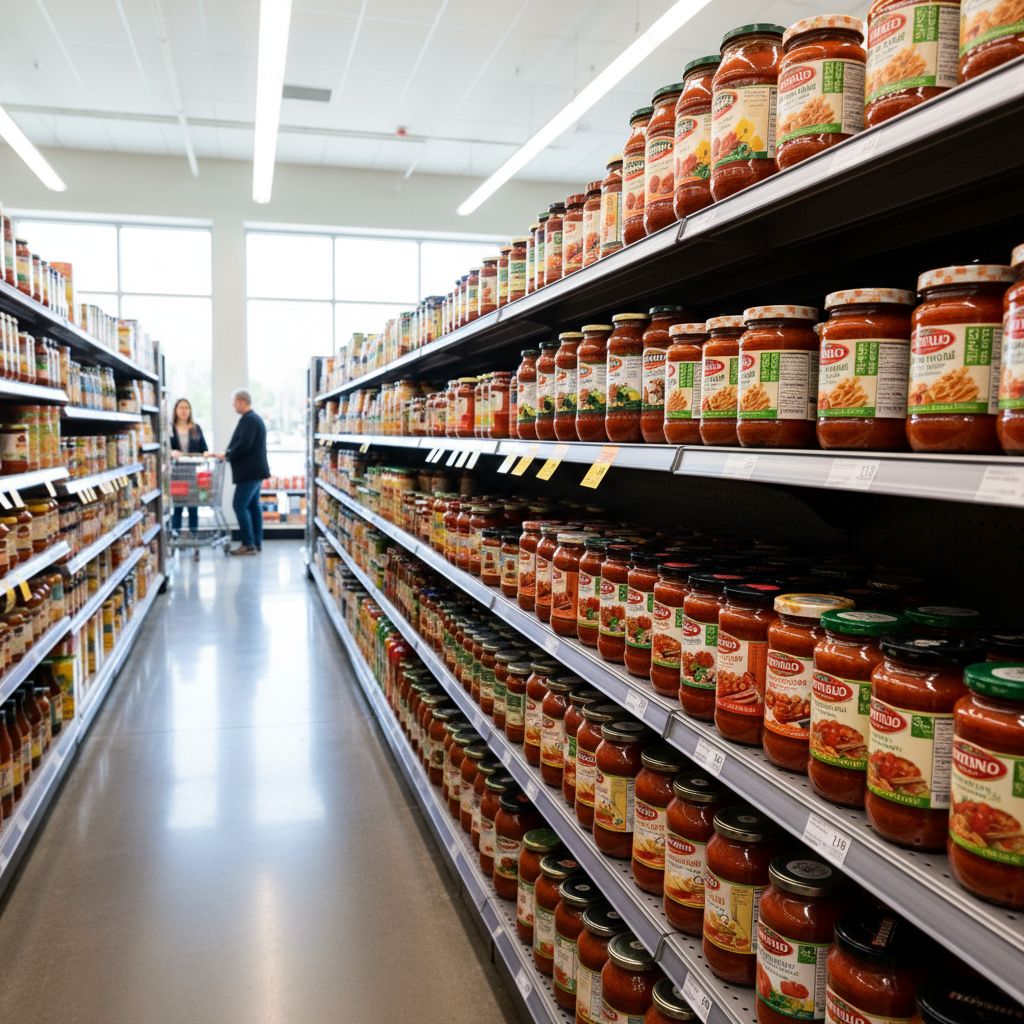 Die Tomatensoße steht ____.