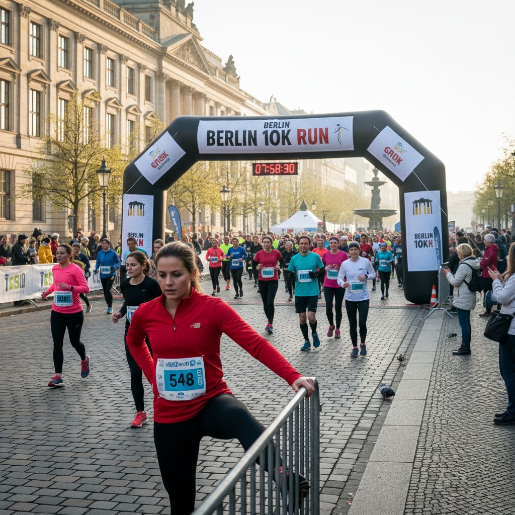Mini-Bericht: Gestern war Stadtlauf. Ich ___ um 9 Uhr. Dann ___ am 10‑km‑Lauf. Später ___ die Strecke in 48 Minuten. Am Ende Alex ___. Wähle die richtige Folge (in dieser Reihenfolge).
